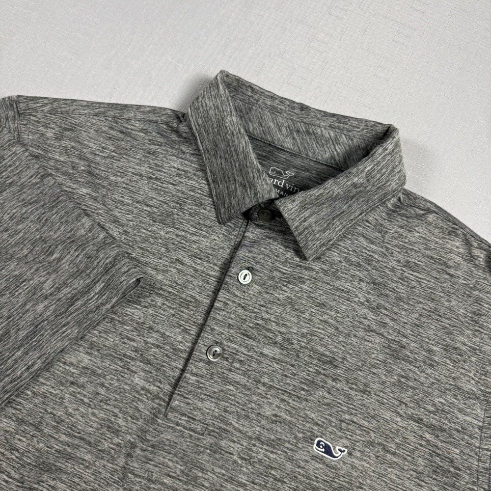 Vineyard Vines Performance Mens Medium Grey Space Dye Polo Hershey Country Club